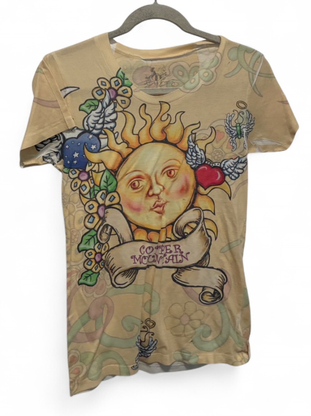 Y2K Style Boho Sun Graphic Yellow Short Sleeve Tee Shirt